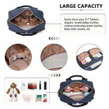 Diaper Bag With Insulated Pockets Lightweight Travel Nappy Tote Convertible Messenger For Mom And Dad Baby Changing Weekender Navy Blue - Navy Blue - View 7