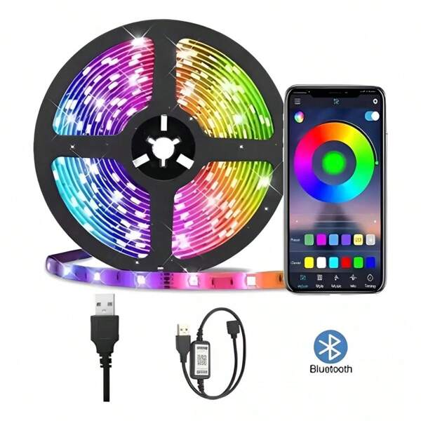 Fita Led Bluetooth Usb 2m Resistente Para Sala Quarto Tv Cor da luz Colorida Tensão de operação 5V