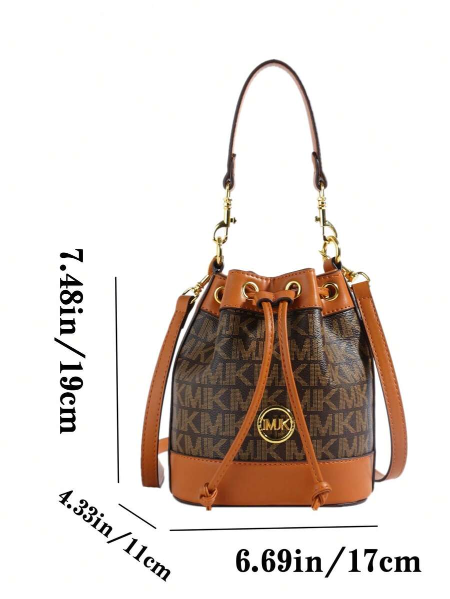 Large Capacity Bucket Bag With Drawstring Design, Versatile Ladies