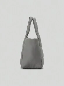 Túi Tote Vải Nylon Mới Mùa Thu Đông Túi Xách Nữ Kẻ Sọc Nhẹ Đeo Vai Túi Xách Đeo Chéo - Xám - Xem 3