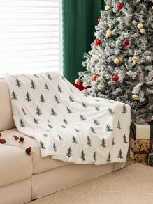 1 件圣诞节刺绣柔软舒适短毛绒毯，适用于办公室、客厅、卧室和圣诞装饰，适用于秋冬季沙发套