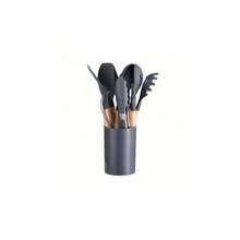 Silicone Spoons Set With Wooden Handle 12 Pieces Kitchen Utensils - 紫色 - 查看 9