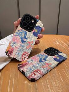 1 件粉色和蓝色蝴蝶结和靴子垂直条纹仿皮柔软 TPU 保护手机壳适用于 iPhone 15/15 PLUS/15 PRO/15 PRO MAX，防摔 - 彩色 - 查看 2