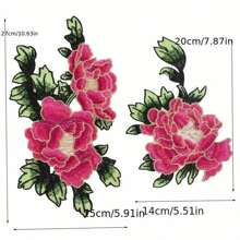 2PCS/Set Vibrant Water Soluble Flower Embroidery Patches For Christmas And New Year Holidays - Pink Orange Rose Red - Fashion-Forward Skirt Stickers & Clothing Accessories - Durable Embroidered Applique For Sewing Projects