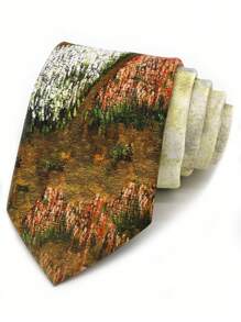 Van Gogh Starry Sky Print Necktie, 8cm Manual Tie For Men & Women, Formal Vintage Street Fashion Style - Multicolor - View 12