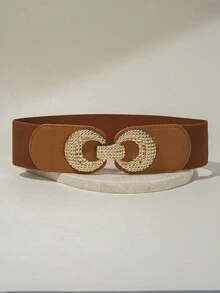 Golden Pair Women Chic Buckle Girdle Belt - Elastic Waistband For Casual Versatility - Fashion-Forward Dress Accessory - Multicolor - View 5
