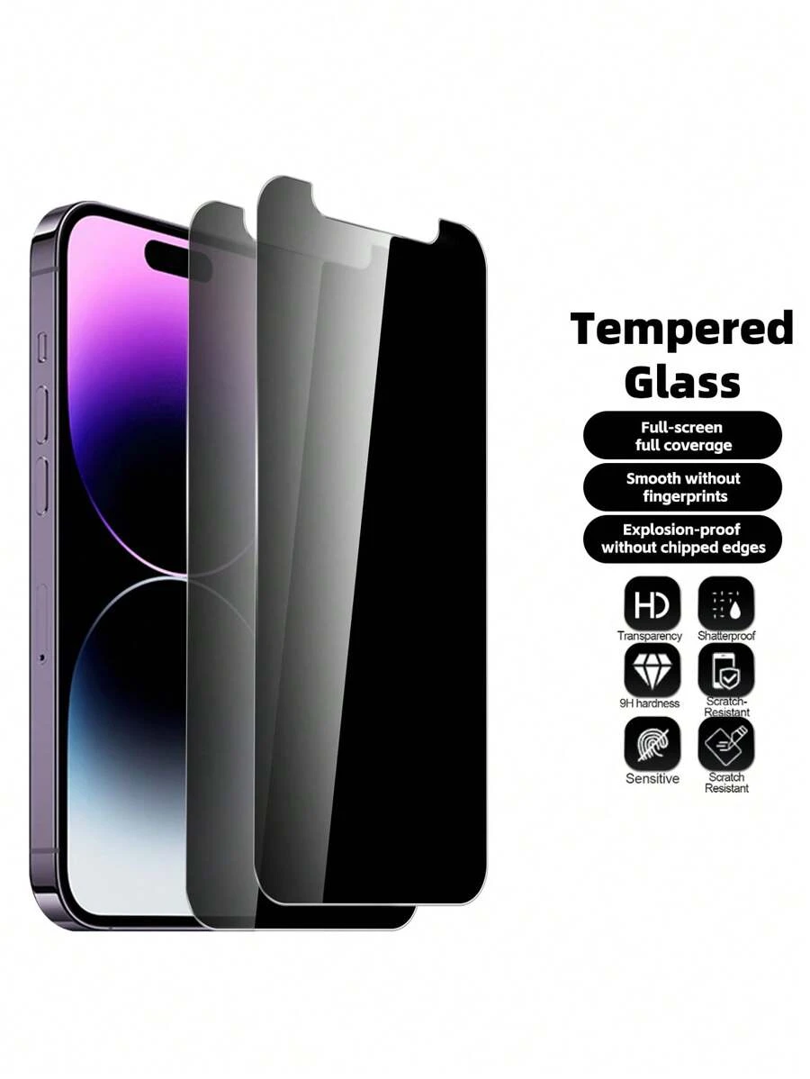 2 件钻石级硬度屏幕保护膜适用于 Apple iPhone 16/15/14/13/12/11/X 系列 5.5 英寸/4.7 英寸，强效防指纹，反应灵敏，透明防偷窥，开槽 - 黑色 - 查看 1