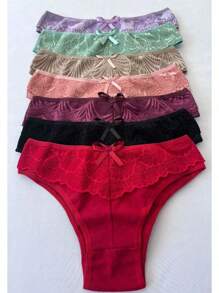 Promotion Kit 5 Cotton Panties Comfort With Lace Cotton Women's Clothing Anti-Allergic - Nhiều màu - Xem 7