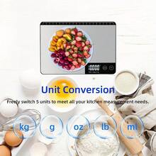 精确的 33 磅/15 千克大容量数字厨房秤 - 精确的烹饪和烘焙伴侣，具有 1 克/0.1 盎司的测量值、不锈钢表面、去皮功能、LED 显示屏和紧凑的设计，便于存放 - 銀色 - 查看 9