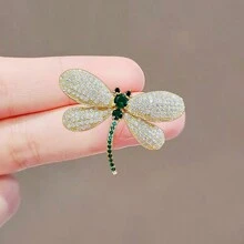 1 Peça Broche de Libélula de Strass de Alta Qualidade, Adequado para Decoração de Vestido, Suéter, Vestuário Feminino, Acessório de Vestido, Broche para Roupas, Bolsa, Acessórios de Escritório, Camisas, Jaquetas, Joias, Roupas de Natal, Halloween, Presentes Engraçados e Fofos para Professores, Acessórios de Fantasia, Encantos de Bolsa - Dourado - Visão 4