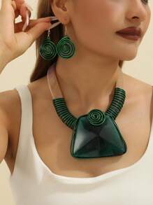 Bộ trang sức làm bằng tay nhiều lớp phóng đại bằng nhựa nhôm dệt dây thời trang cổ điển đẹp phong cách bộ lạc bohemian trung đông châu Âu châu Mỹ phiên bản hàn quốc tiệc tối kỳ nghỉ vòng cổ Ấn Độ bộ hoa tai nổ - Nhiều màu - Xem 1