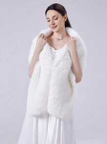 2024 Winterliche neue Brautkleid Stola mit Kunstfell Umhang Pelzschal für Frauen