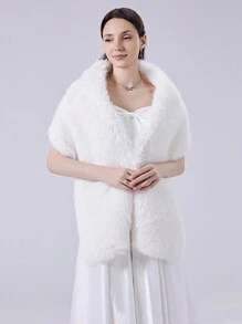 2024 Winterliche neue Brautkleid Stola mit Kunstfell Umhang Pelzschal für Frauen