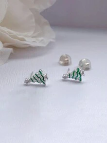 1 对时尚方晶锆石耳钉女士圣诞礼物派对珠宝 - 1# - 查看 3