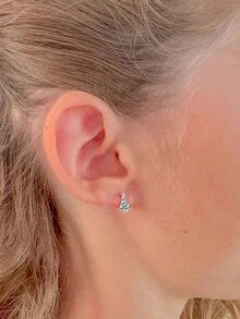 1 对时尚方晶锆石耳钉女士圣诞礼物派对珠宝 - 1# - 查看 5