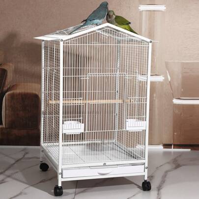 Metal Bird Cage - Medium To Small, Suitable For Lovebirds, Tiger Peonies, And Other Parrots, With Large Space For Food And Water