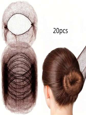 30个/50厘米、70厘米、10个装棕色隐形弹力网发网，适用于日常发型、芭蕾舞、健身、盘发造型，尼龙材质，美发造型工具及发饰