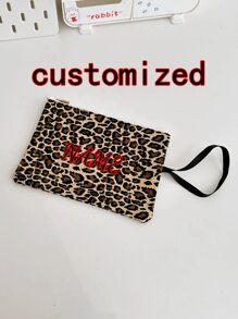 1 chiếc Túi đựng nhẹ in chữ thời trang độc đáo tùy chỉnh có thể đựng điện thoại, đồ trang điểm, tiền xu, ví cầm tay, thiết yếu khi đi du lịch, logo chữ cái tên dễ thương - Nhiều màu - Xem 1