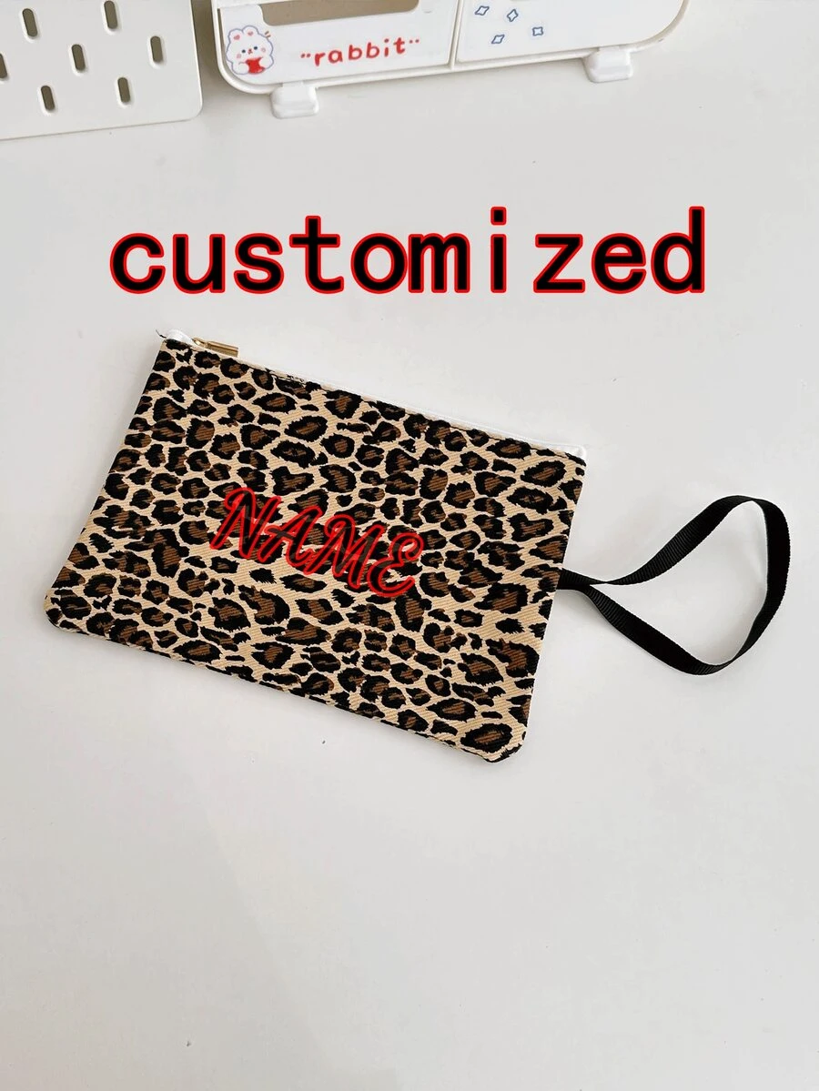 1 chiếc Túi đựng nhẹ in chữ thời trang độc đáo tùy chỉnh có thể đựng điện thoại, đồ trang điểm, tiền xu, ví cầm tay, thiết yếu khi đi du lịch, logo chữ cái tên dễ thương - Nhiều màu - Xem 1