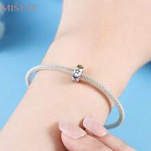 MISEFF 1 件 S925 纯银珠子太阳月亮星星锆石橡胶塞隔离珠适用于手链 DIY 精美珠宝制作礼物送给女士