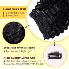 深波浪夹式接发真人发深卷发夹式接发女士 8 件巴西雷米真人发接发带 18 个夹子双蕾丝纬纱