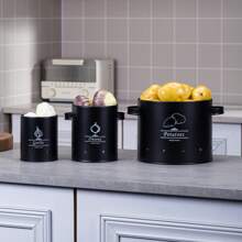 Vorratsdosen, 3er-Set, KücheAufbewahrung & Organisation, mit belüfteten Vorratsbehältern, Vorratsdose mit Deckel für Kartoffeln, Zwiebeln & Knoblauch