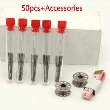 100 قطعة إبر ماكينة خياطة وملحقاتها ، تناسب جميع ماكينات الخياطة مثل سنجر وبرذر وجانوم وفارماكس ، بمقاسات إبر HAX1 65/9 ، 75/11 ، 90/14 ، 100/16 ، 110/18 (ألوان وأنماط عشوائية لصندوق التخزين والمسطرة)