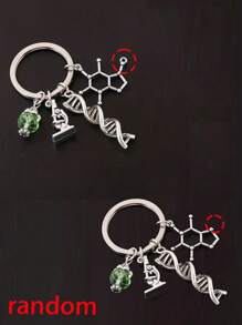 Microscope And DNA Double Helix Keychain Science Gift For Laboratory Technologist/Students/Teachers DNA Double Helix Charm Microscope Charm Keychain Chemistry Biology Gift Keychain Graduation Gift 3D DNA Double Helix Necklace Silver Gift Gift Accessories Decor Key Chain Charms Car Accessories Keyrings Thank You Gifts Teacher Accessories