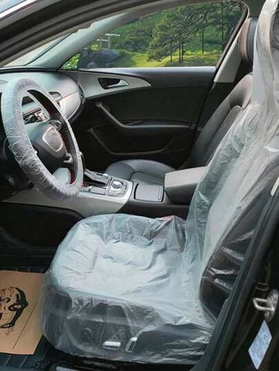 1件/2件/5件透明内饰防尘三件套汽车方向盘座套方便防尘