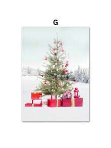 1PC Phong cảnh mùa đông Quà tặng Giáng sinh Trang trại Tuyết Tường Nghệ thuật In Canvas Tranh Bắc Âu Áp phích In Trang trí phòng khách Không có khung - Nhiều màu - Xem 34