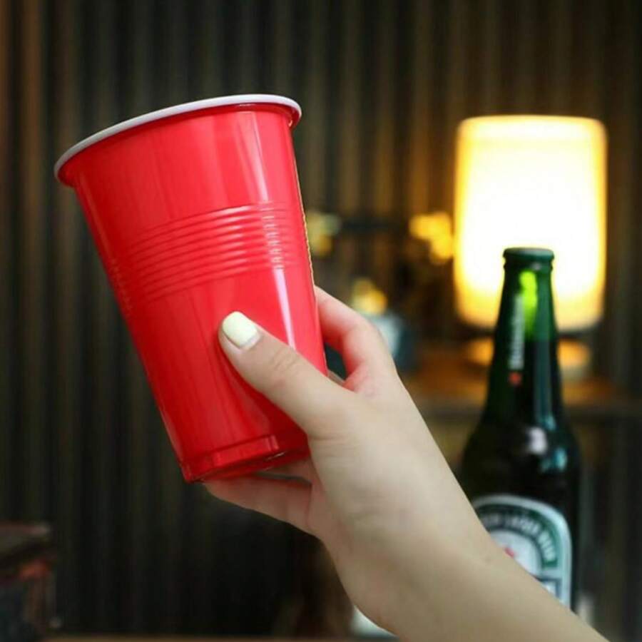 Beer Pong Party Adult Drinking Ball Game Set, 12pcs Beer Cups (Red 6pcs