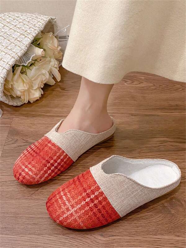 Zapatos de mujer con slingback cerrados de lino nuevos para el otoño 2024, sandalias de lino con diseño calado tipo famosos de las redes sociales