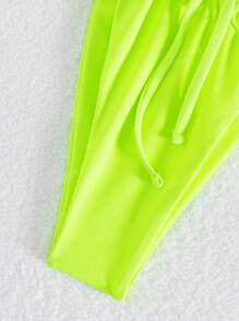 New Fashion Sexy Solid Color Bikini Swimwear - Women's Two-Piece Strap Tie Swimwear With Ruffle Trim, For Summer Beach Vacation