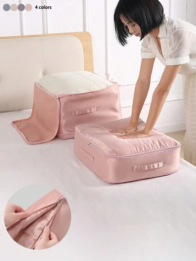 1 件带拉链封口的节省空间自压缩储物袋 - 多用途、便携式被子压缩袋、大容量行李节省空间储物袋、拉链防尘储物袋、卧室衣柜收纳袋，用于收纳毯子、被子、床单、枕头学校收纳袋教师储物袋学校用品收纳袋