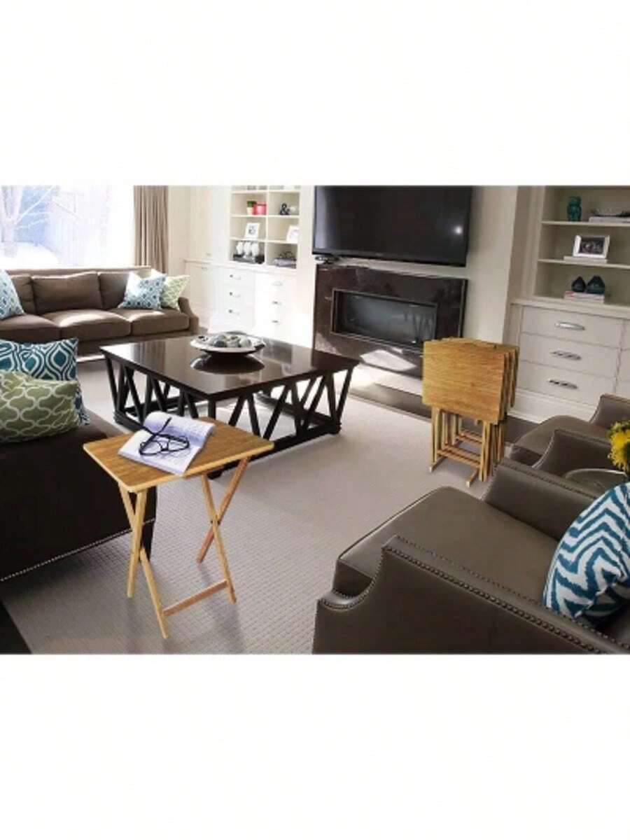 5pc TV Tray Set Wood Plastic Dev Group SHEIN USA