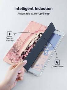 幸运神肖像图案保护壳兼容 iPad 10.2 英寸 2021/2020 iPad 第 9/8 代，兼容三星 Galaxy Tab A8 10.5 英寸 2022、Matepad 10.4/ 保护套，带笔架，支持自动睡眠/唤醒保护套 - 彩色 - 查看 5