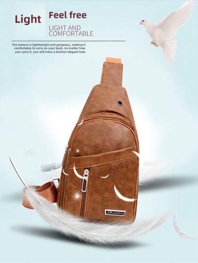 1 pieza Nueva bolsa de pecho de PU, bolsa de hombro simple, deportiva y de moda, impermeable, de cuero suave, tipo bandolera, adecuada para adolescentes, casual, al aire libre, deportes, viajes, regalos de graduación o cumpleaños, accesorios de vestir, estilo callejero