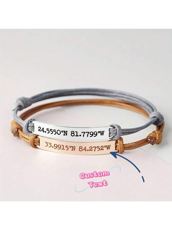 Pulseira de Pu com nome gravado em aço inoxidável personalizado, aniversário, casal de aniversário, pulseira ajustável personalizada, presente perfeito para amigos, irmãos, casais no dia dos namorados