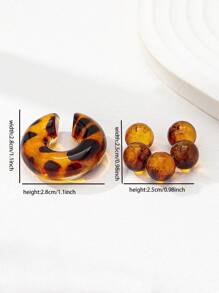 Bộ 2 khuyên tai kẹp dày bằng nhựa in họa tiết da báo (Dành cho nữ) - Nhiều màu - Xem 3