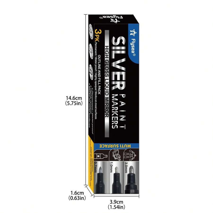 3 Packs Silver Chrome Marker Permanent Liquid Mirror Pen, Paint For
