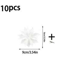 2pcs/10pcs Glitter Poinsettia Artificial Multicolor Poinsettia Christmas Tree Decorations (With Clips), Glitter Poinsettia Flowers, Christmas Decorations, Holiday Accessories, Christmas Tree, Wreaths, Glitter Poinsettia Christmas Tree Ornaments, Holiday Decoration DIY Poinsettia Wreaths, Party Decor Poinsettia Wreath Decorations, Artificial Wedding Flower Decorations, Party Gift Clips - White - View 15