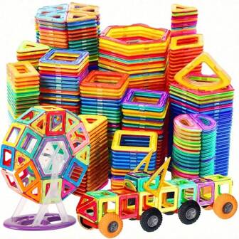 Juguete educativo de construcción de gran tamaño para Navidad, conjunto de construcción magnético, regalo de cumpleaños, juego de ladrillos magnéticos, regalo de Pascua, set de constructor diseñador, bloques de construcción, artículos escolares de color aleatorio para estudiantes y escuela