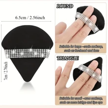 12/6/3 Pcs Luxurious Diamond Powder Puffs - Soft, Dual-Sided Velvet & Suede Texture,Triangle Makeup Puffs, Soft Air Cushion Sponge With Rhinestone Accents, Wet Dry Cosmetic Foundation Blender Makeup Sponge For Under Eye,Foundation Application, Gentle On All Skin Types, Shiny Rhinestone Gift