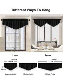 1 tấm rèm cửa viền ngọc trai hình chữ V màu đen, làm bằng nhung mềm của Ý, rèm cửa ngắn phong cách Châu Âu thích hợp cho các sự kiện, tiệc tùng, trang trí cửa sổ và cửa phòng khách hoặc phòng ngủ - màu đen - Xem 2