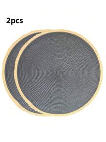 14 Inch Round Woven Placemat, 2/6 Pcs Washable Heatproof Placemats For Dining Table, Non-Slip For Indoor/Outdoor Use, Suitable For Dinner, Events, Family Gatherings, Thanksgiving, Christmas, Easter