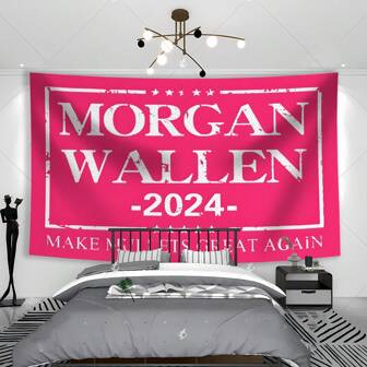 1pc, 2024 Pink Flag Tapestry, Faith Flag, 100% Polyester, Indoor & Outdoor Decor With Four Brass Grommets For University Room Decor