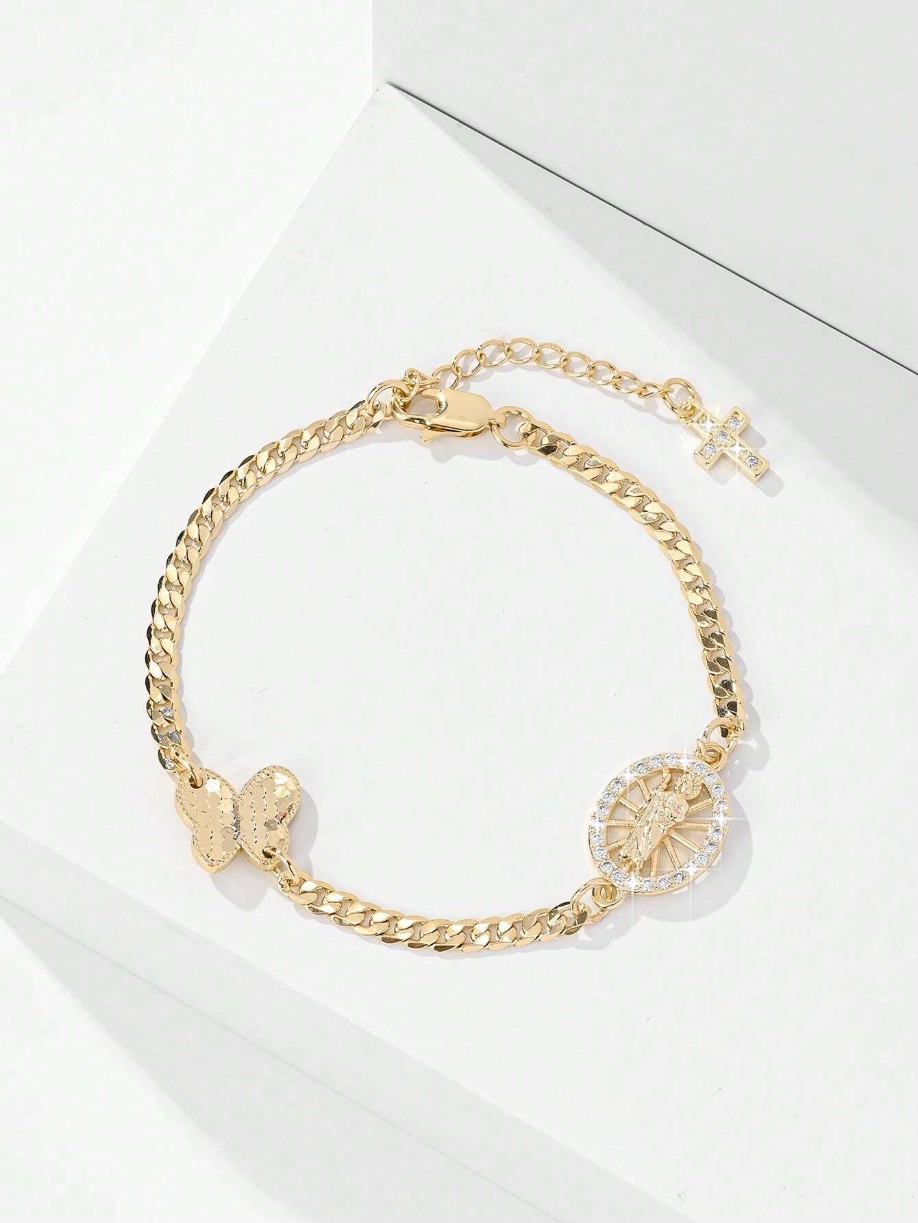 1pc European Style Golden Simple Sacred Classic ZirconiaEmbedded