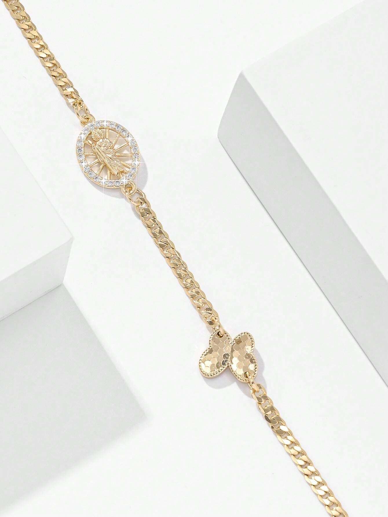 1pc European Style Golden Simple Sacred Classic ZirconiaEmbedded