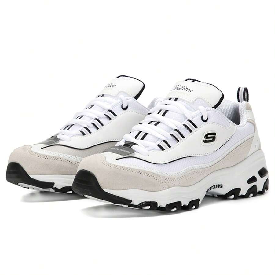 Skechers 女士熊猫毛绒跑步、健身、训练透气休闲运动鞋 - 白色/淺灰色 - 查看 1