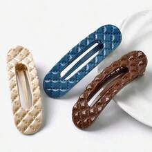 6 件/套菱形纹理中号女士发夹，强力抓握，扁平发夹，发型配件 - 彩色 - 查看 5